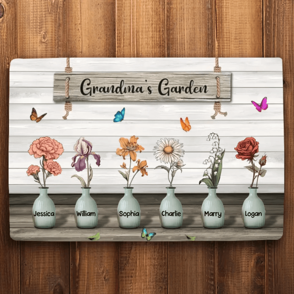 Grandma‘s Garden Birth Month Flowers Personalized Doormat, Mother's Day Gift For Grandma, Mom, Auntie 746060 - D - DiyGiftly