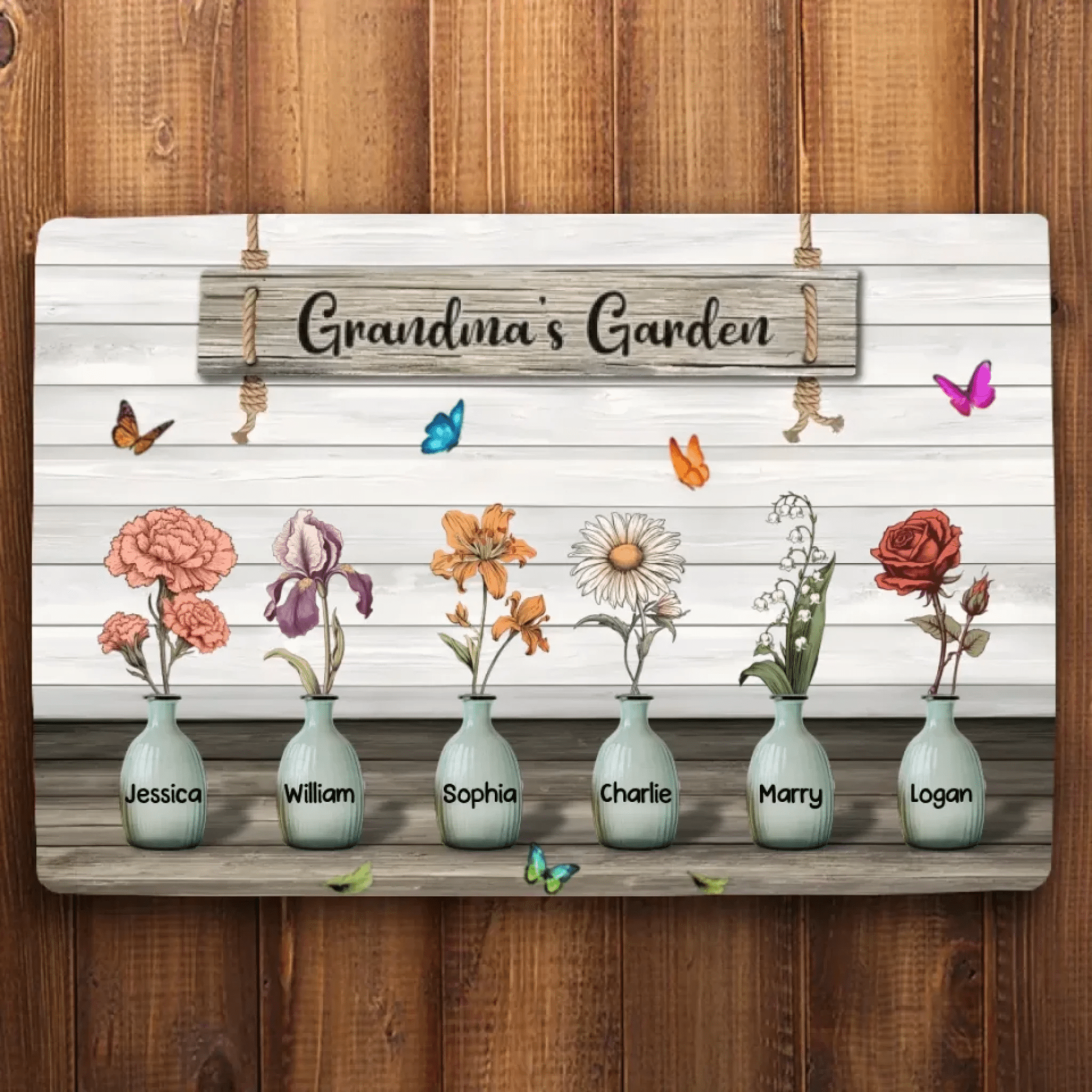Grandma‘s Garden Birth Month Flowers Personalized Doormat, Mother's Day Gift For Grandma, Mom, Auntie 746060 - D - DiyGiftly