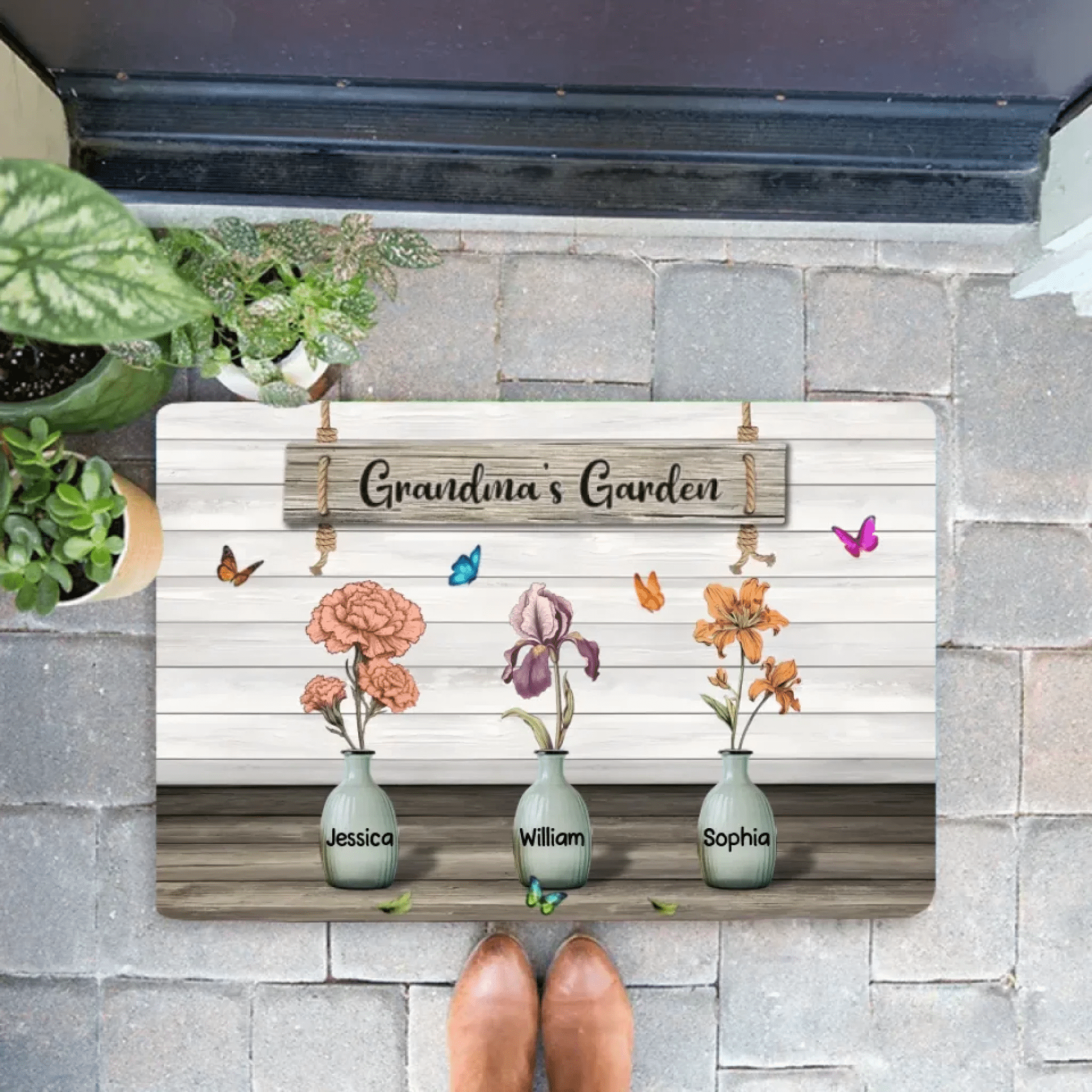 Grandma‘s Garden Birth Month Flowers Personalized Doormat, Mother's Day Gift For Grandma, Mom, Auntie 746060 - D - DiyGiftly