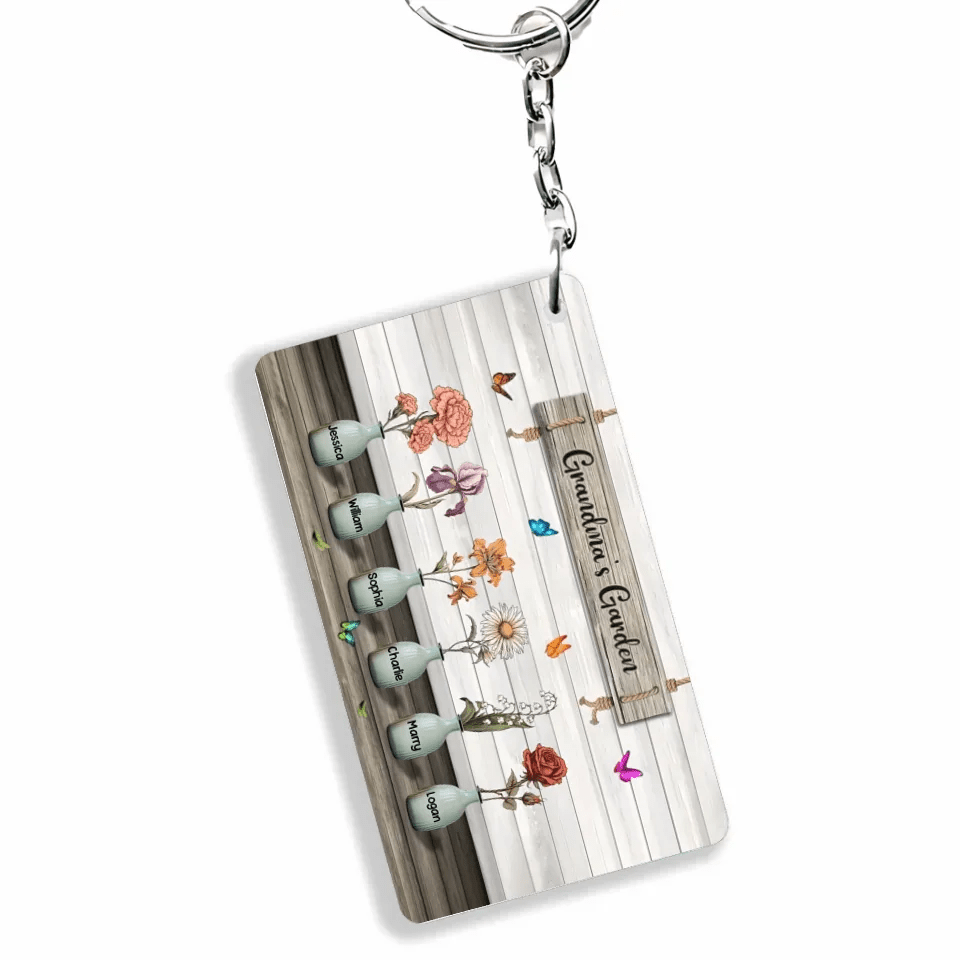 Grandma‘s Garden Birth Month Flowers Personalized Keychain, Mother's Day Gift For Grandma, Mom, Auntie 746133 - Y - DiyGiftly