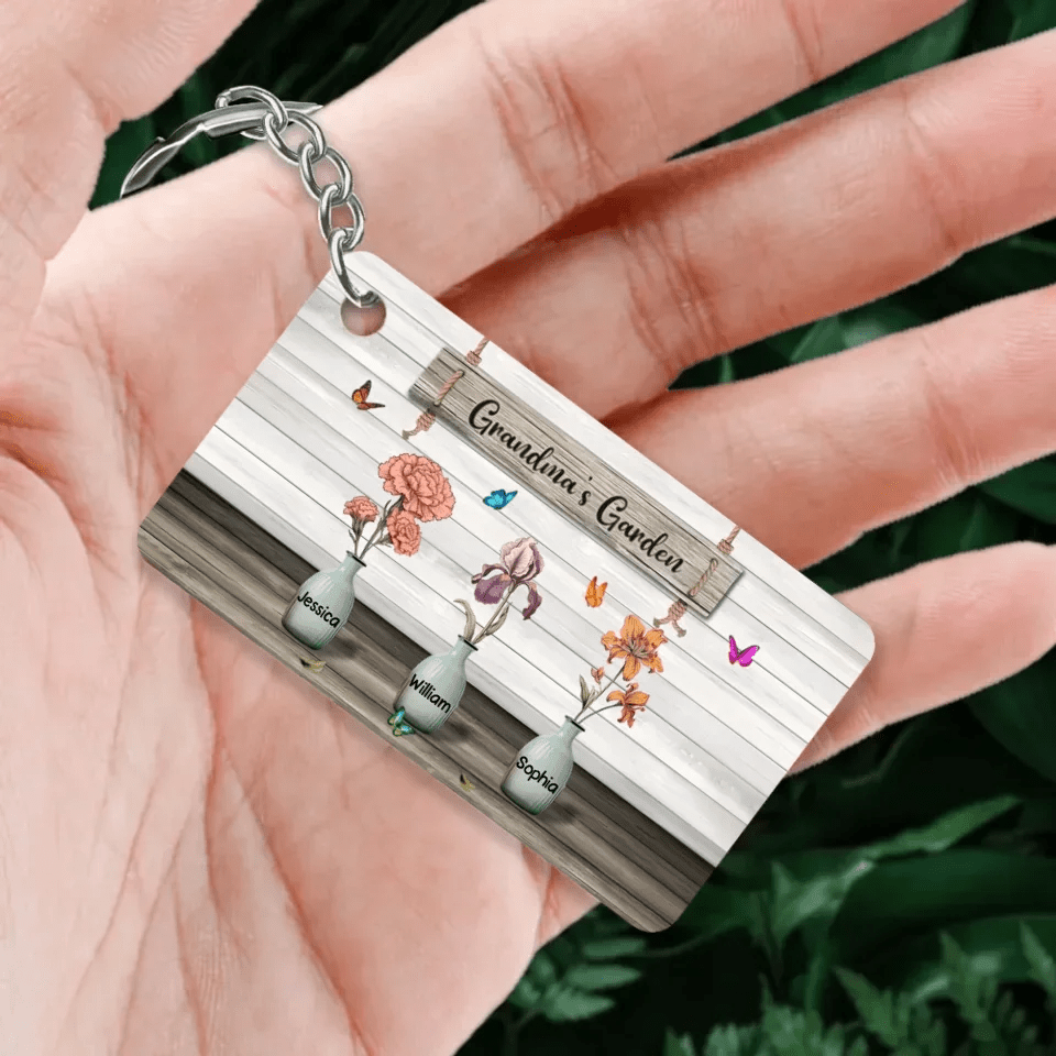 Grandma‘s Garden Birth Month Flowers Personalized Keychain, Mother's Day Gift For Grandma, Mom, Auntie 746133 - Y - DiyGiftly