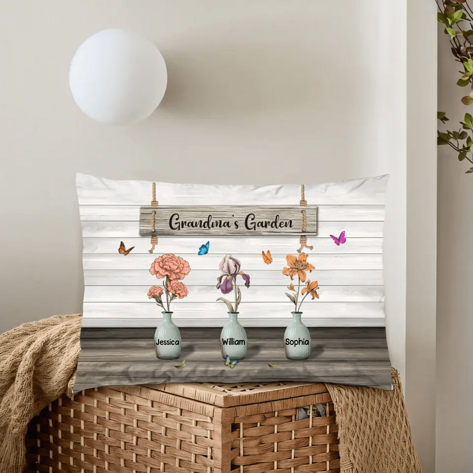 Grandma‘s Garden Birth Month Flowers Personalized Pillow, Mother's Day Gift For Grandma, Mom, Auntie 746113 - B - DiyGiftly
