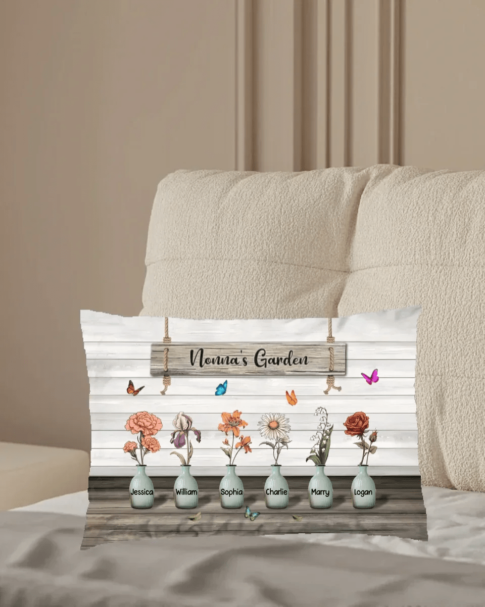 Grandma‘s Garden Birth Month Flowers Personalized Pillow, Mother's Day Gift For Grandma, Mom, Auntie 746113 - B - DiyGiftly
