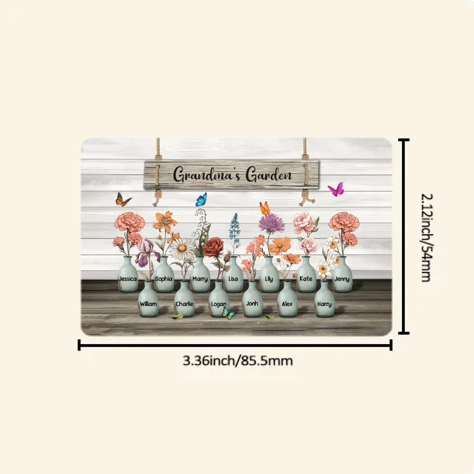 Grandma‘s Garden Birth Month Flowers Personalized Wallet Card, Mother's Day Gift For Grandma, Mom, Auntie 746113 - Q - DiyGiftly