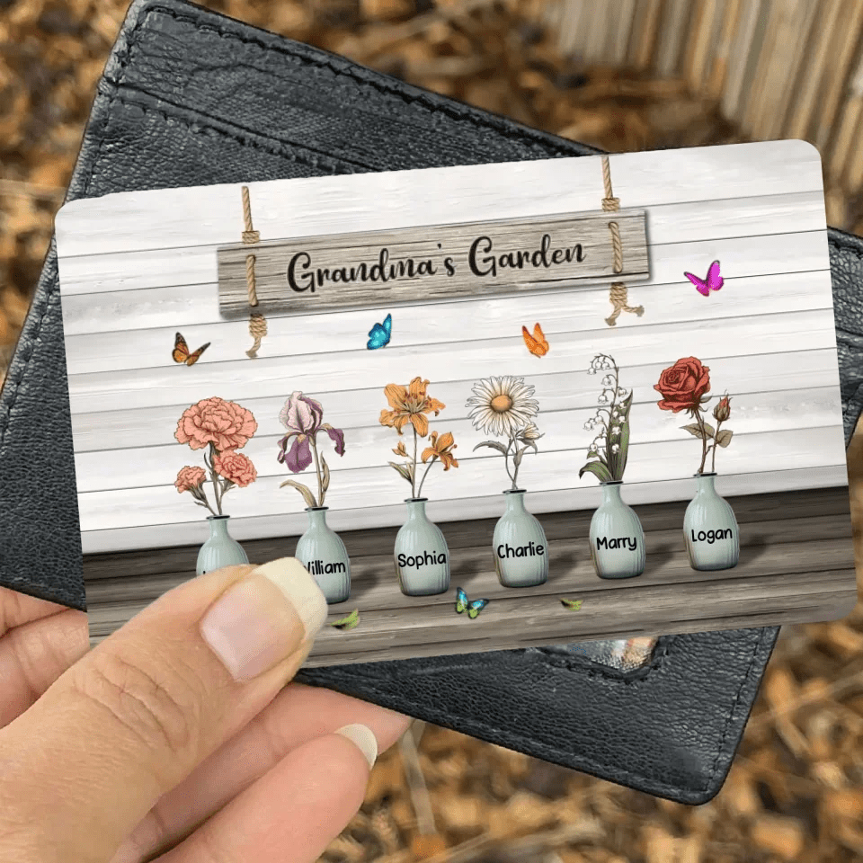 Grandma‘s Garden Birth Month Flowers Personalized Wallet Card, Mother's Day Gift For Grandma, Mom, Auntie 746113 - Q - DiyGiftly
