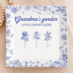 Grandma’s Garden Custom Birth Flower Jewelry Dish – Personalized Toile de Jouy Trinket Tray with Kids’ Names – Unique Gift for Grandma, Nana, Mom, Mother’s Day, Birthday, Christmas Keepsake 1069326 - DiyGiftly