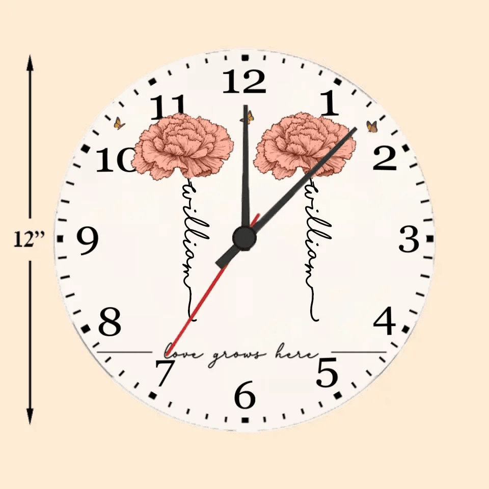 Grandma‘s Garden Love Grows Here Beautiful Birth Month Flower Gift For Grandma Mom Personalized Clock 743206 - DiyGiftly