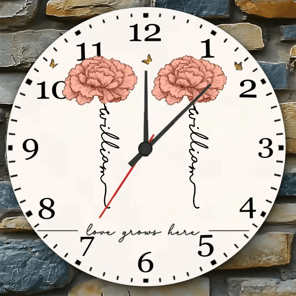 Grandma‘s Garden Love Grows Here Beautiful Birth Month Flower Gift For Grandma Mom Personalized Clock 743206 - DiyGiftly