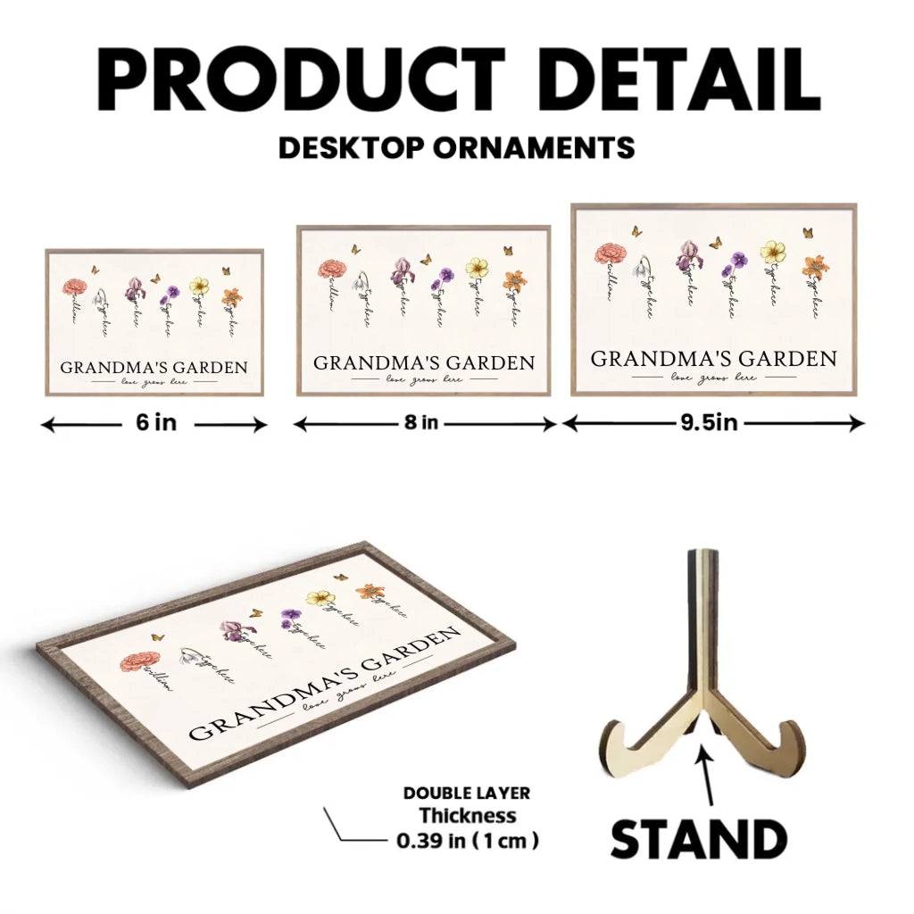 Grandma's Garden Love Grows Here Beautiful Birth Month Flower Gift For Grandma Mom Personalized Custom Wooden Plaque 684539 - DiyGiftly