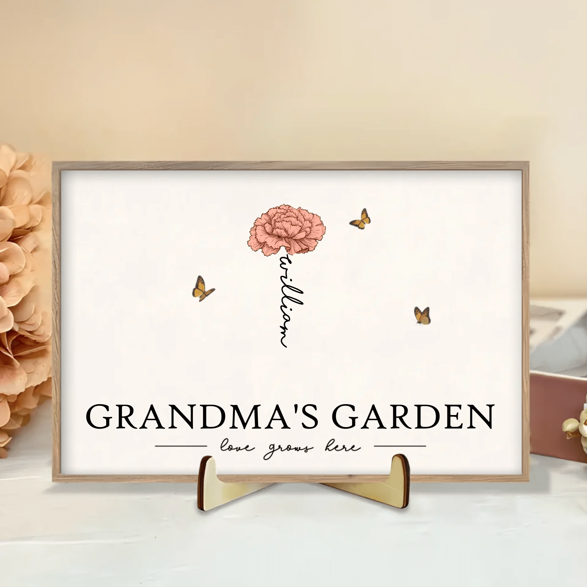 Grandma's Garden Love Grows Here Beautiful Birth Month Flower Gift For Grandma Mom Personalized Custom Wooden Plaque 684539 - DiyGiftly