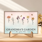 Grandma's Garden Love Grows Here Beautiful Birth Month Flower Gift For Grandma Mom Personalized Custom Wooden Plaque 684539 - DiyGiftly