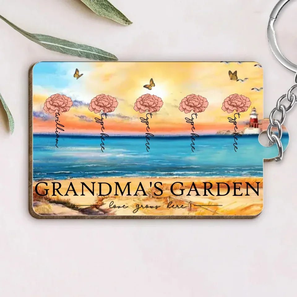 Grandma's Garden Love Grows Here Beautiful Birth Month Flower Gift For Grandma Mom Personalized Keychain 683457 - 684494 684490 - DiyGiftly