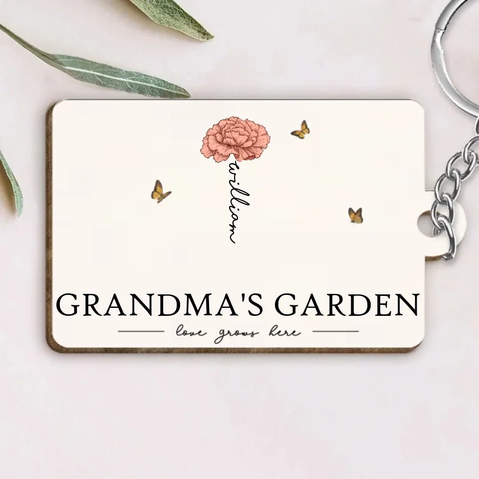 Grandma's Garden Love Grows Here Beautiful Birth Month Flower Gift For Grandma Mom Personalized Keychain 683457 - 684494 684490 - DiyGiftly
