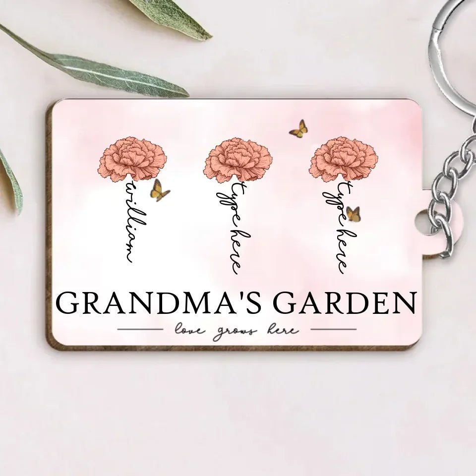 Grandma's Garden Love Grows Here Beautiful Birth Month Flower Gift For Grandma Mom Personalized Keychain 683457 - 684494 684490 - DiyGiftly