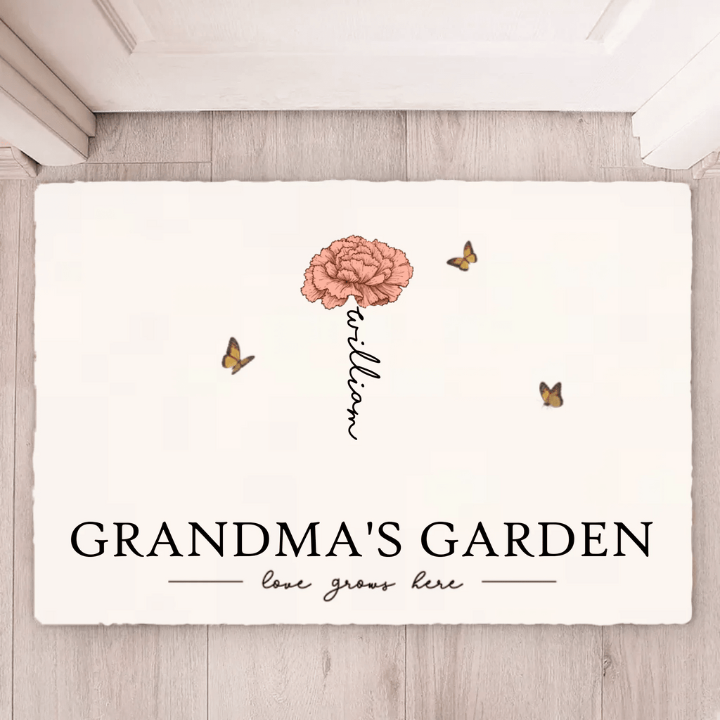 Grandma's Garden Love Grows Here Beautiful Birth Month Flower Gift For Grandma Mom Personalized Mat 684539 - D - DiyGiftly