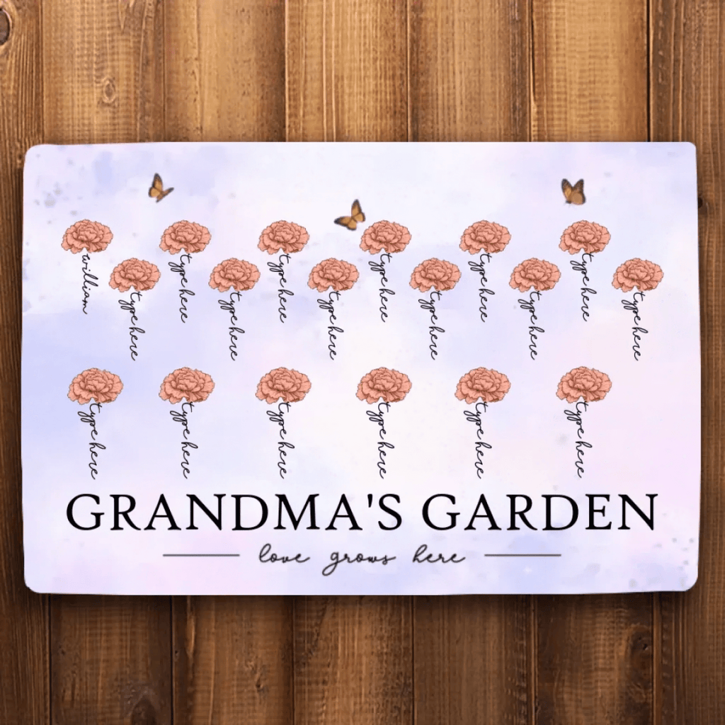 Grandma's Garden Love Grows Here Beautiful Birth Month Flower Gift For Grandma Mom Personalized Mat 684539 - D - DiyGiftly