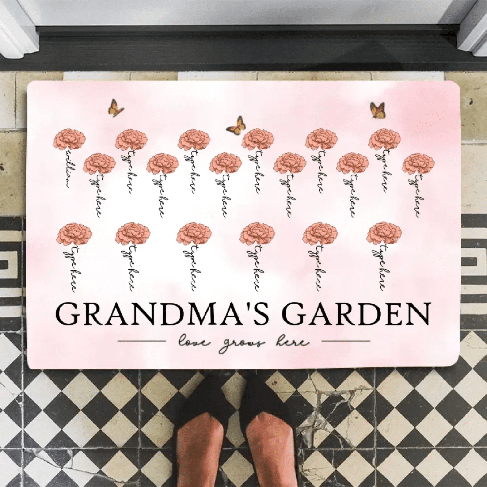 Grandma's Garden Love Grows Here Beautiful Birth Month Flower Gift For Grandma Mom Personalized Mat 684539 - D - DiyGiftly