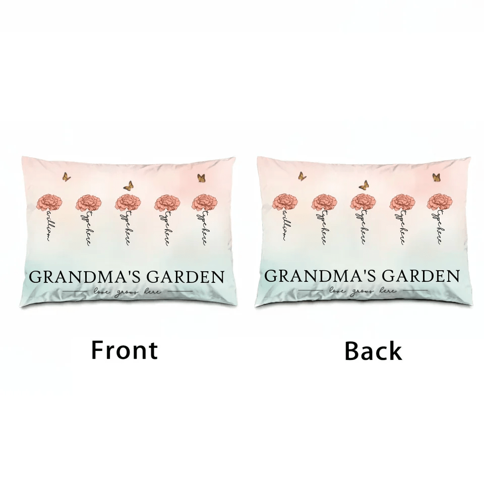 Grandma's Garden Love Grows Here Beautiful Birth Month Flower Gift For Grandma Mom Personalized Pillow 714239 - B - DiyGiftly
