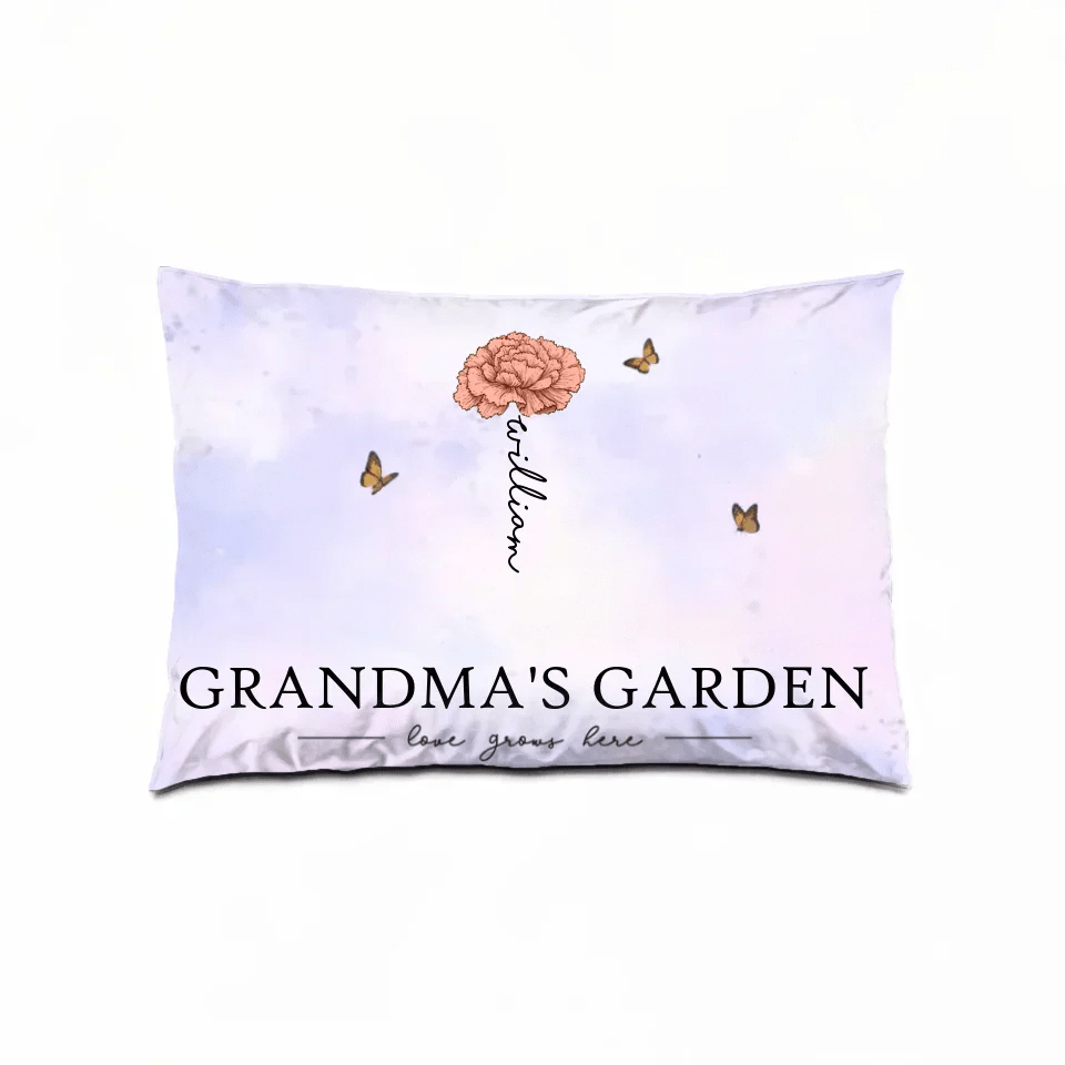 Grandma's Garden Love Grows Here Beautiful Birth Month Flower Gift For Grandma Mom Personalized Pillow 714239 - B - DiyGiftly