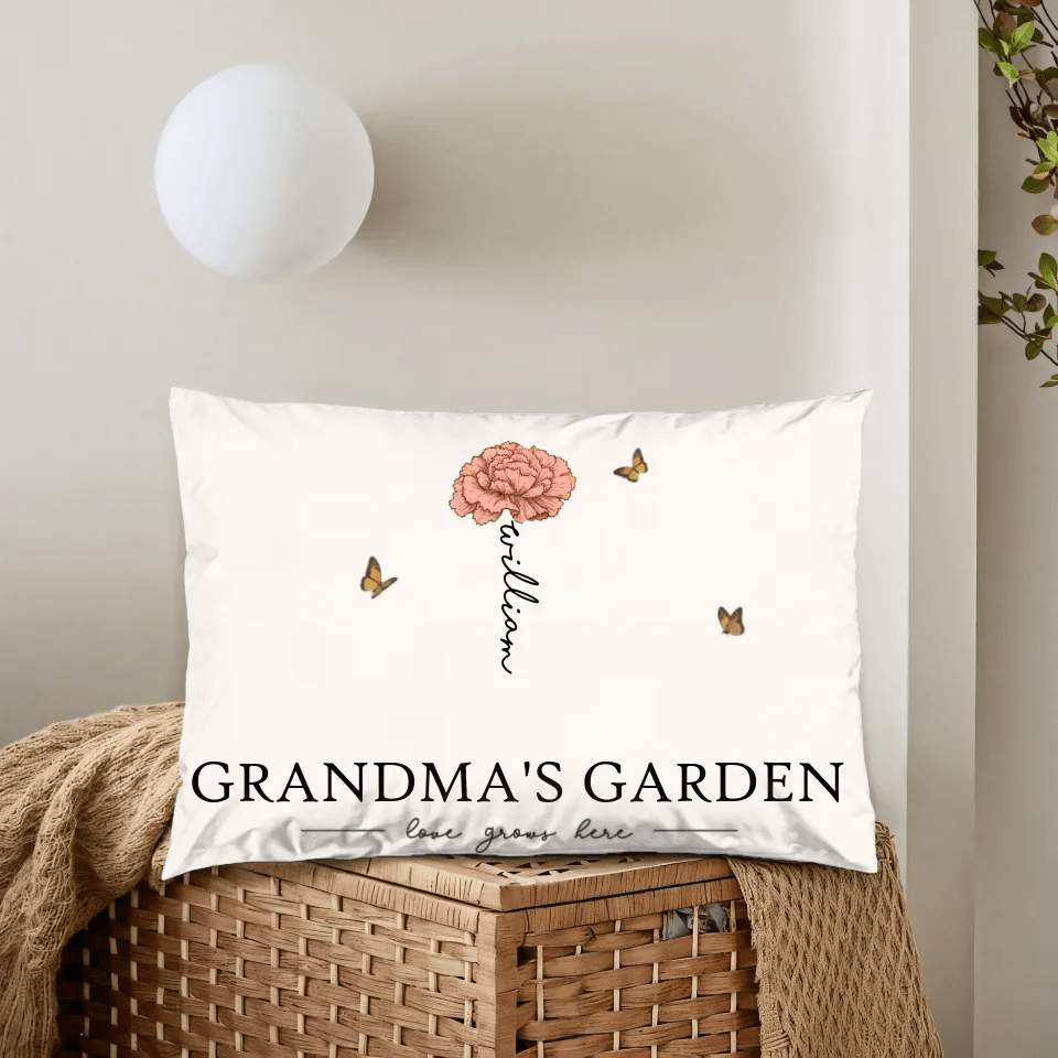 Grandma's Garden Love Grows Here Beautiful Birth Month Flower Gift For Grandma Mom Personalized Pillow 714239 - B - DiyGiftly