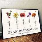 Grandma's Garden Love Grows Here Beautiful Birth Month Flower Gift For Grandma Mom Personalized Poster or Canvas 43914752 - DiyGiftly
