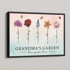 Grandma's Garden Love Grows Here Beautiful Birth Month Flower Gift For Grandma Mom Personalized Poster or Canvas 43914752 - DiyGiftly