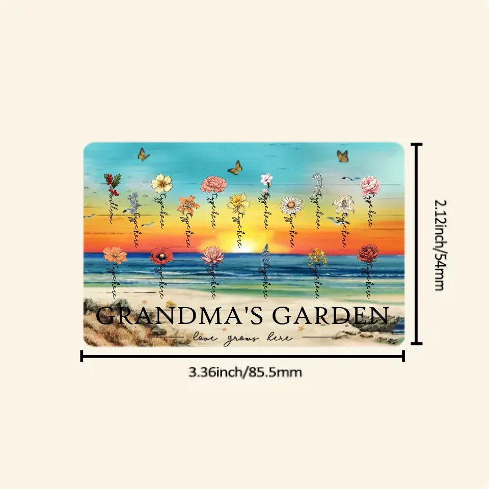 Grandma's Garden Love Grows Here Beautiful Birth Month Flower Gift For Grandma Mom Personalized Wallet Card 684539 - DiyGiftly