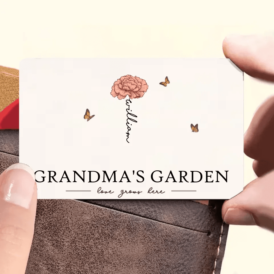 Grandma's Garden Love Grows Here Beautiful Birth Month Flower Gift For Grandma Mom Personalized Wallet Card 684539 - DiyGiftly