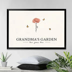 Grandma's Garden Love Grows Here Beautiful Birth Month Flower Gift For Grandma Mom Personalized Wood Framed Canvas 684539 - DiyGiftly
