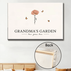 personalized birth month flowers wood framed canvas Grandmas Garden Love Grows Here heartfelt home display