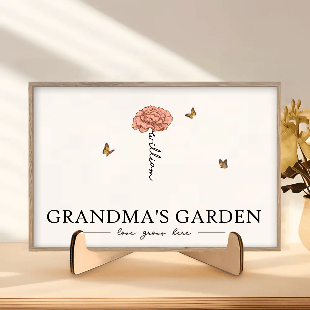 Grandma's Garden Love Grows Here Beautiful Birth Month Flower Gift ForGrandma Mom Personalized Plaque 684540 - DiyGiftly