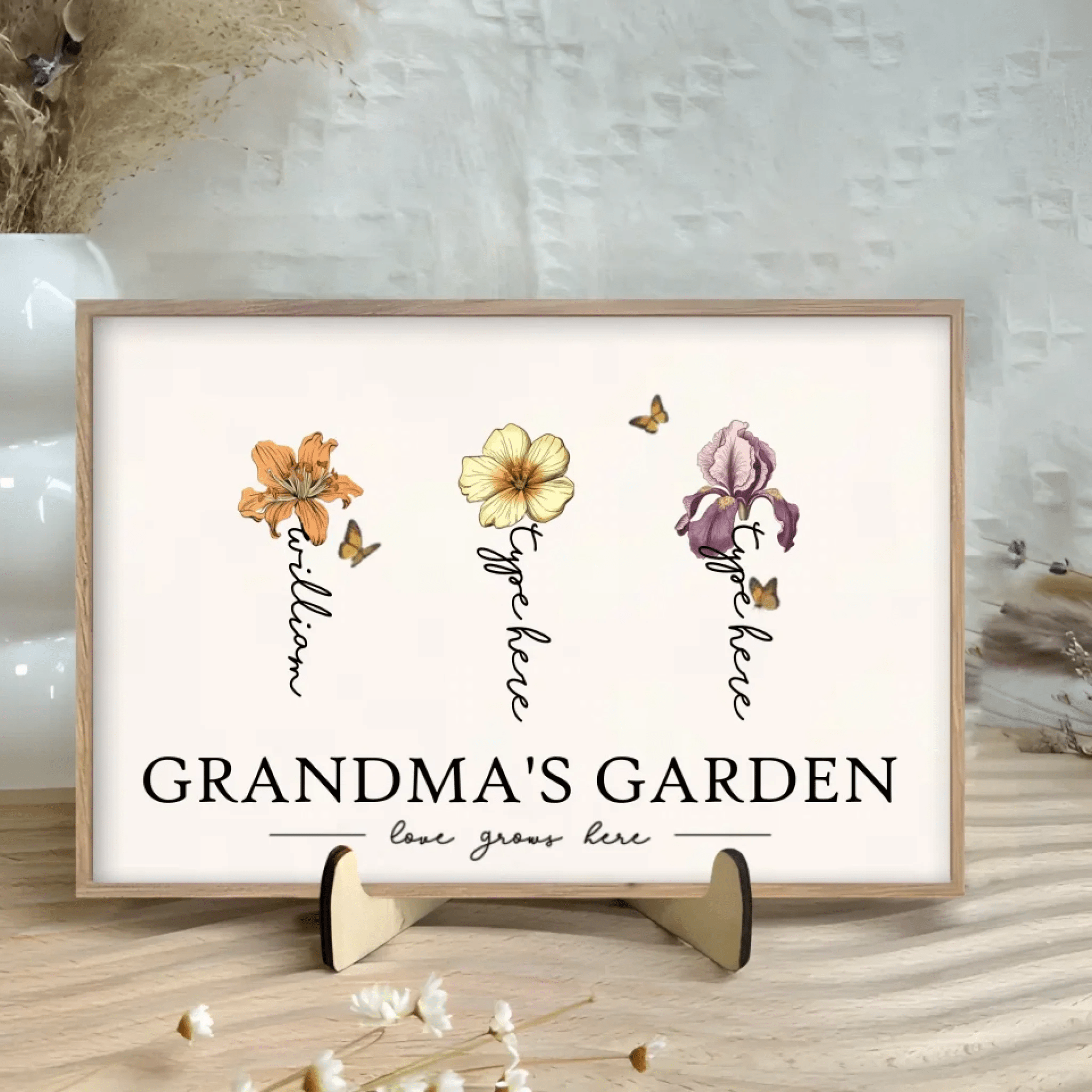 Grandma's Garden Love Grows Here Beautiful Birth Month Flower Gift ForGrandma Mom Personalized Plaque 684540 - DiyGiftly