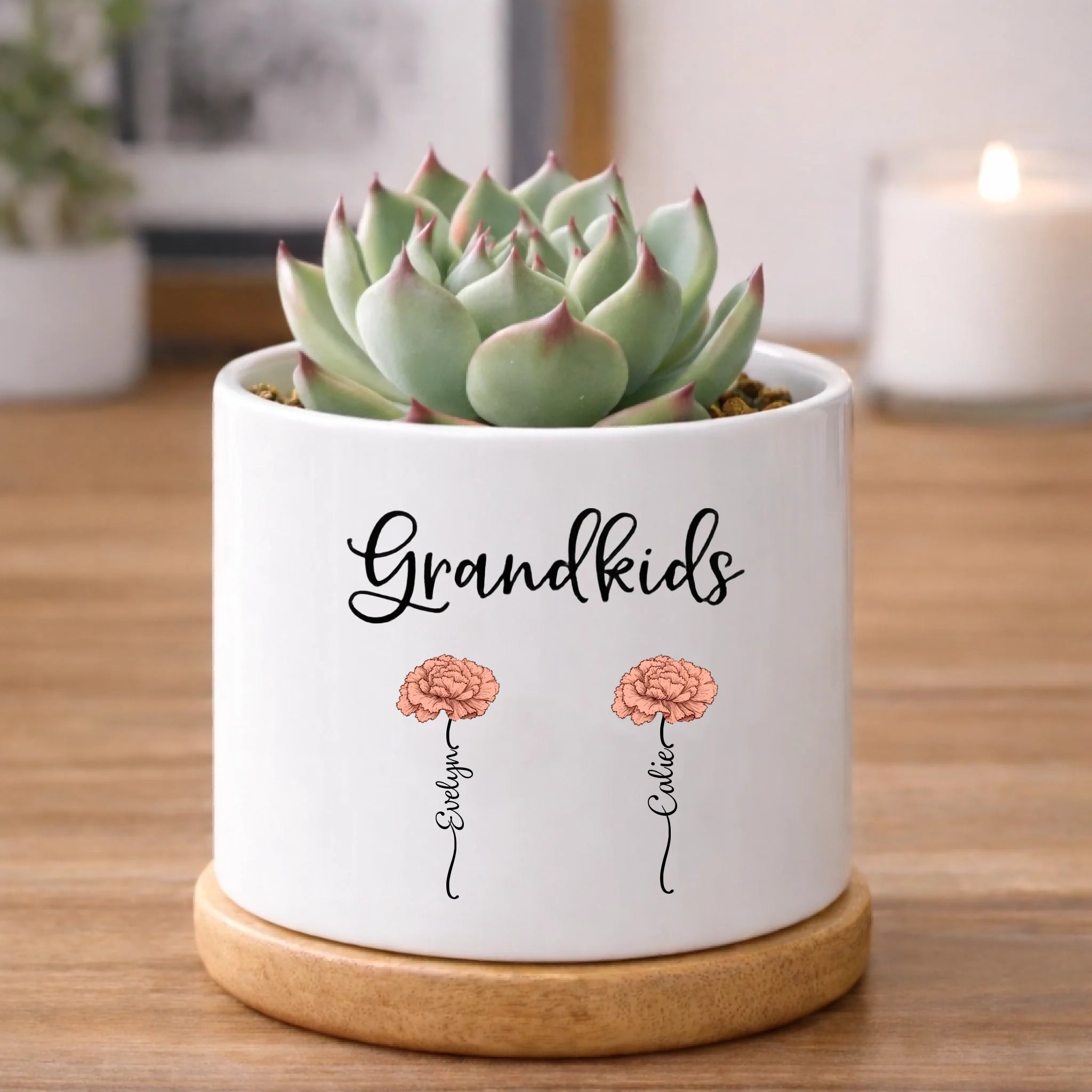 "Grandma's Garden" – Personalized Birth Flower Pot – Custom Grandkids Names Garden Gift for Grandma from Daughter, Mother's Day Keepsake 1150479 - DiyGiftly