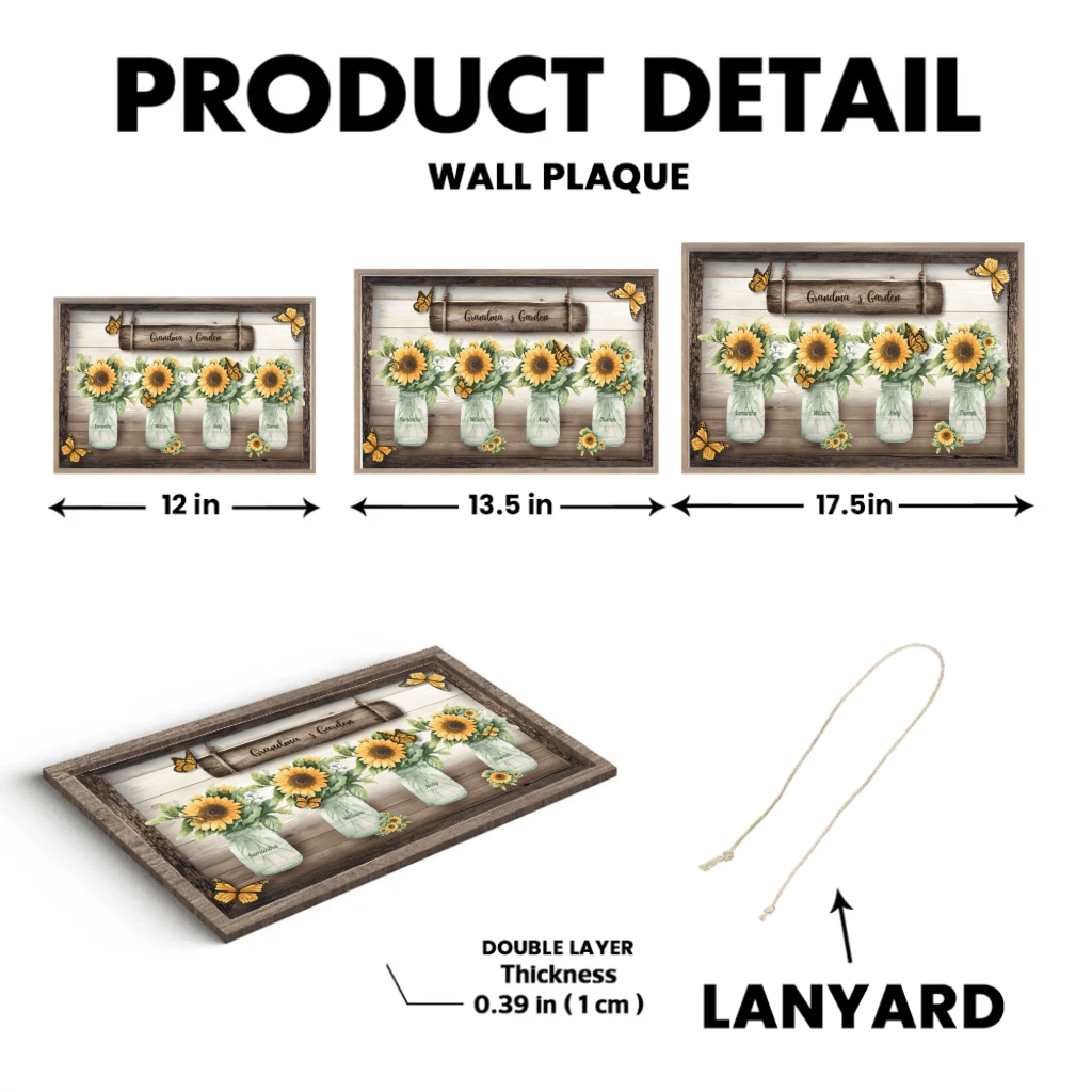 Grandma's Garden - Personalized Horizontal Wooden Plaque 707083 - DiyGiftly