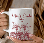 Grandmas garden toile personalized birth flower coffee mug gift for grandparents
