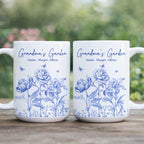 Personalized birth flower coffee mug ceramic mug gift for grandparents