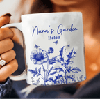 Coffee mug with personalized birth flower ceramic mug gift for grandparents