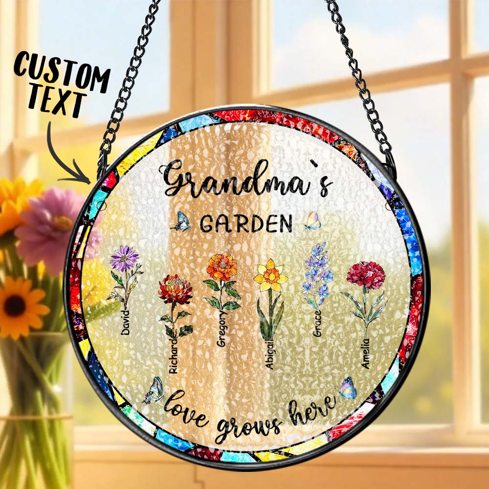 Suncatcher personalized birth flower lightweight gift for grandparents