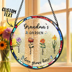 Light catching floral glass decor suncatcher personalized birth flower gift for grandparents