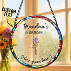 Suncatcher with personalized birth flower light catching floral glass decor gift for grandparents