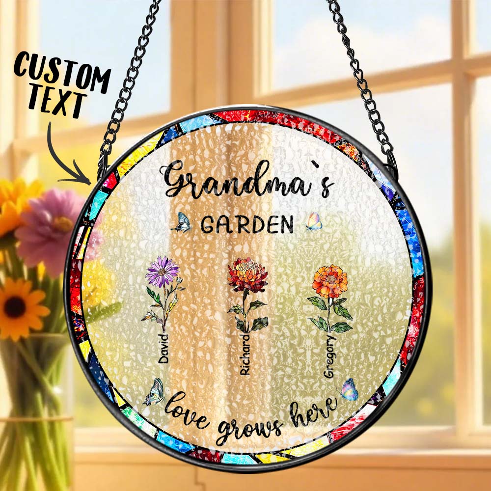 Personalized birth flower suncatcher gift for grandparents lightweight