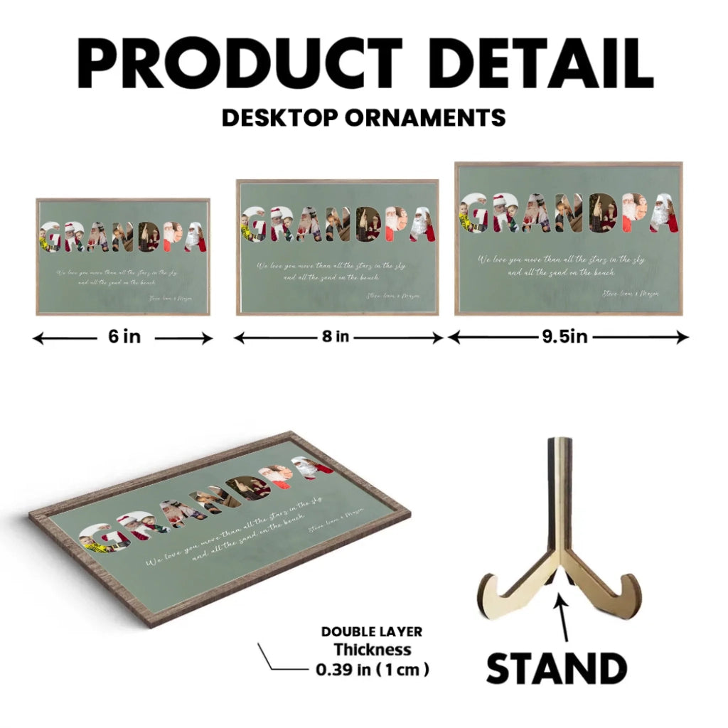 Grandpa Custom Photo - Customizable Navy Vintage Background Custom Wooden Plaquet 733450 - DiyGiftly