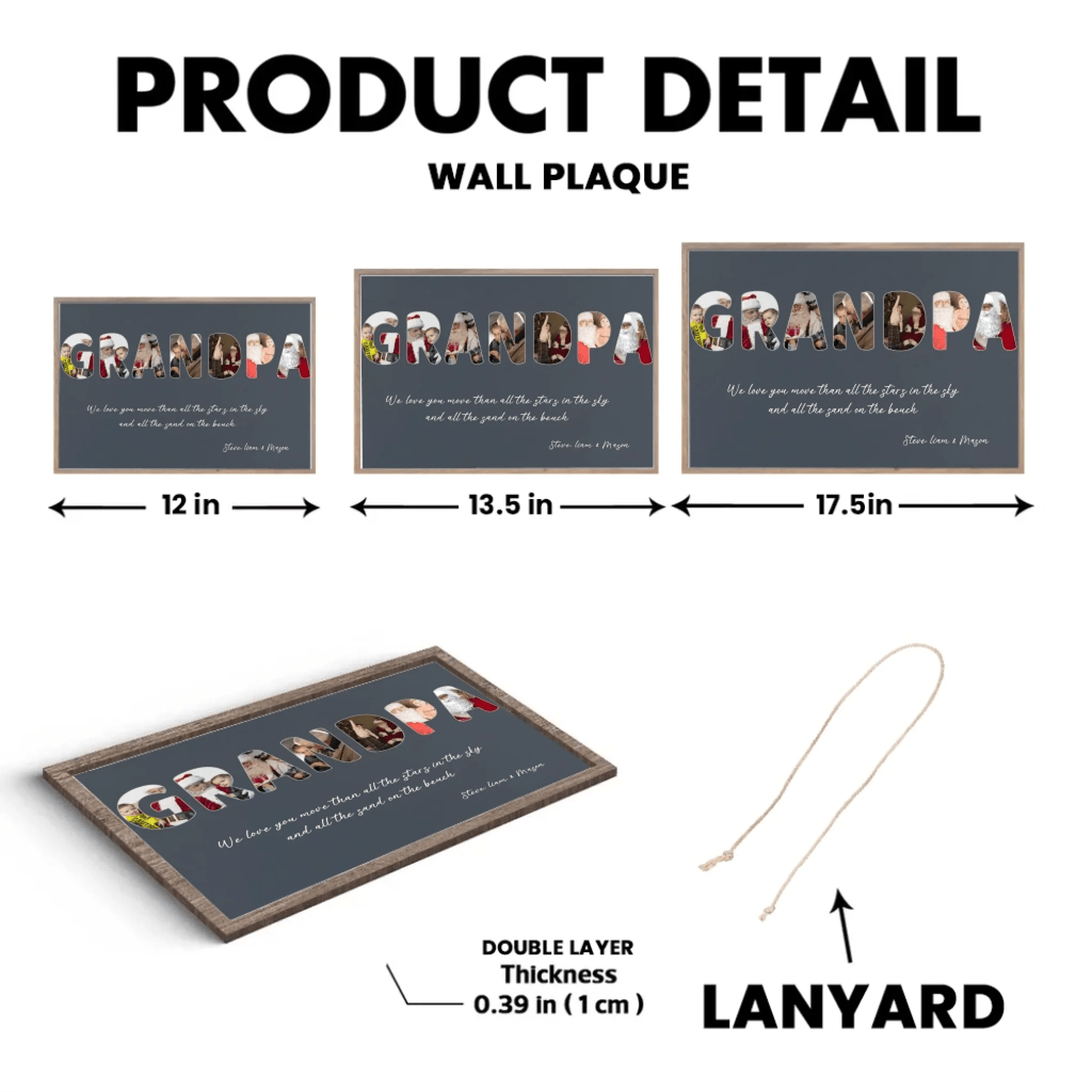 Grandpa Custom Photo - Customizable Navy Vintage Background Custom Wooden Plaquet 733450 - DiyGiftly