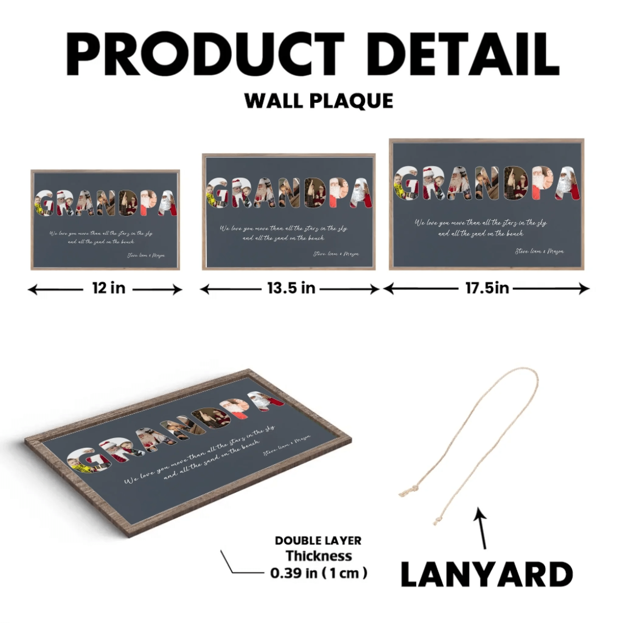 Grandpa Custom Photo - Customizable Navy Vintage Background Custom Wooden Plaquet 733450 - DiyGiftly