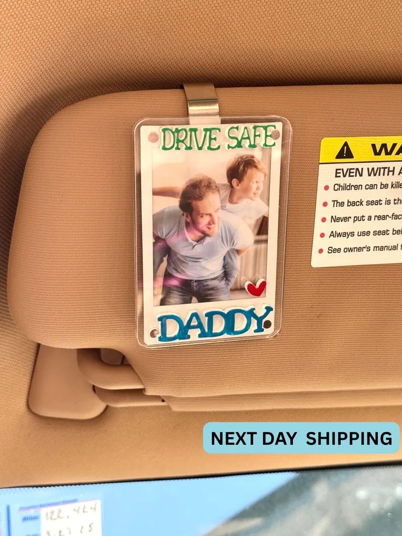 Grandpa Photo Frame, Custom Car Visor Clip, Fathers Day Gifts, Drive Safe Daddy Visor Clip, Safe Driving Gift, Sun Visor Clip, Gift for Papa 73110784 - DiyGiftly