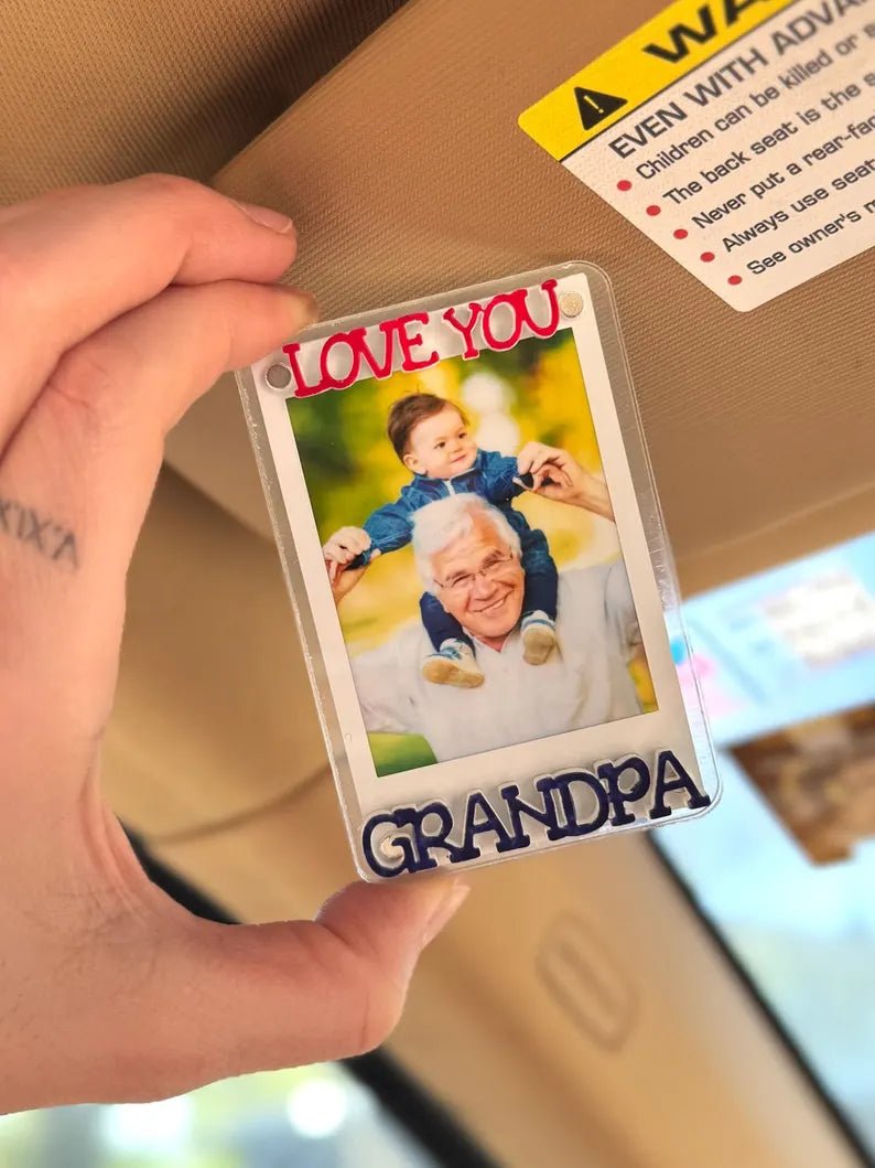 Grandpa Photo Frame, Custom Car Visor Clip, Fathers Day Gifts, Drive Safe Daddy Visor Clip, Safe Driving Gift, Sun Visor Clip, Gift for Papa 73110784 - DiyGiftly
