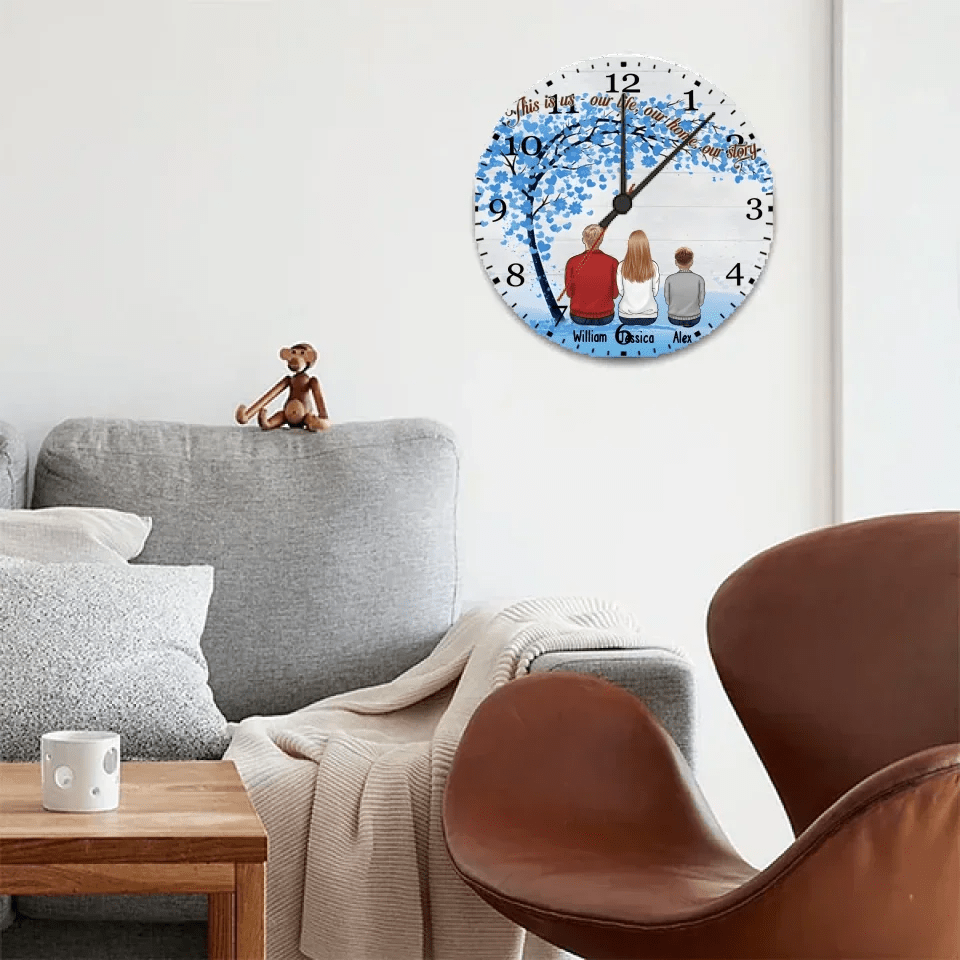 Grandparents & Grandkids Forever Linked Together - Family Personalized Custom Horizontal Clock - Gift For Family Members 743118 - DiyGiftly