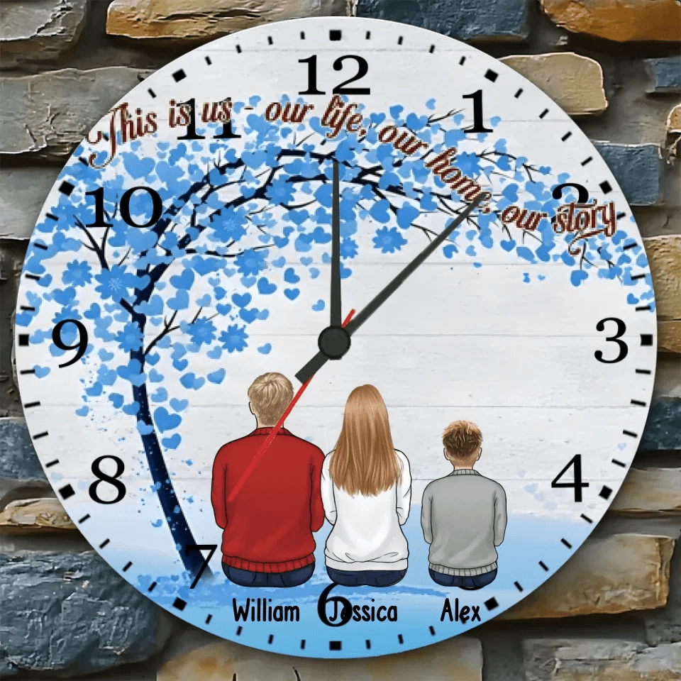 Grandparents & Grandkids Forever Linked Together - Family Personalized Custom Horizontal Clock - Gift For Family Members 743118 - DiyGiftly