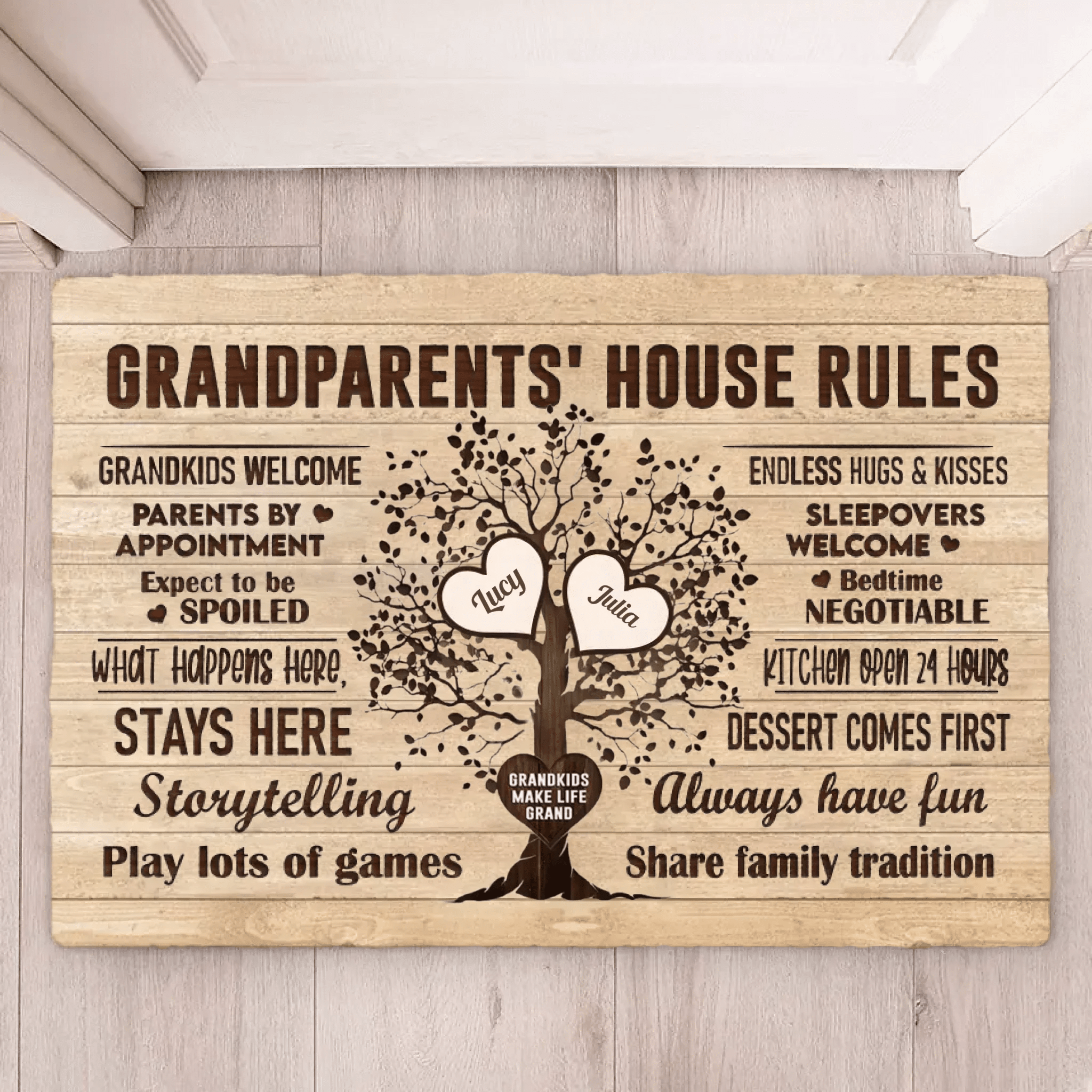 Grandparents House Rules - Personalized Doormat - Birthday & Christmas Gift For Grandma Grandpa 715186 - D - DiyGiftly