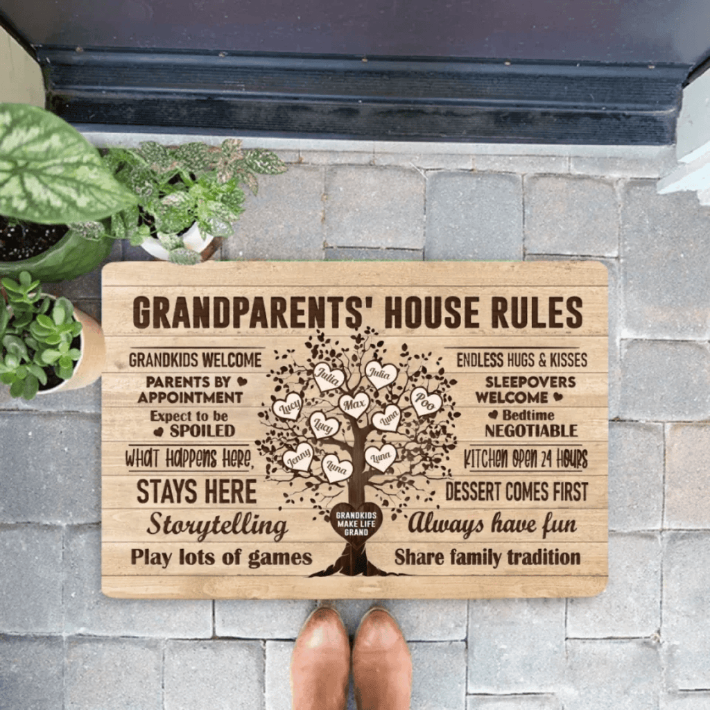 Grandparents House Rules - Personalized Doormat - Birthday & Christmas Gift For Grandma Grandpa 715186 - D - DiyGiftly